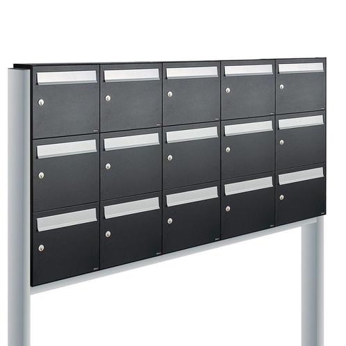 Brievenbusunit Flow set vrijstaand 5-breed, 3-hoog - zwart, Tuin en Terras, Brievenbussen, Nieuw, Verzenden
