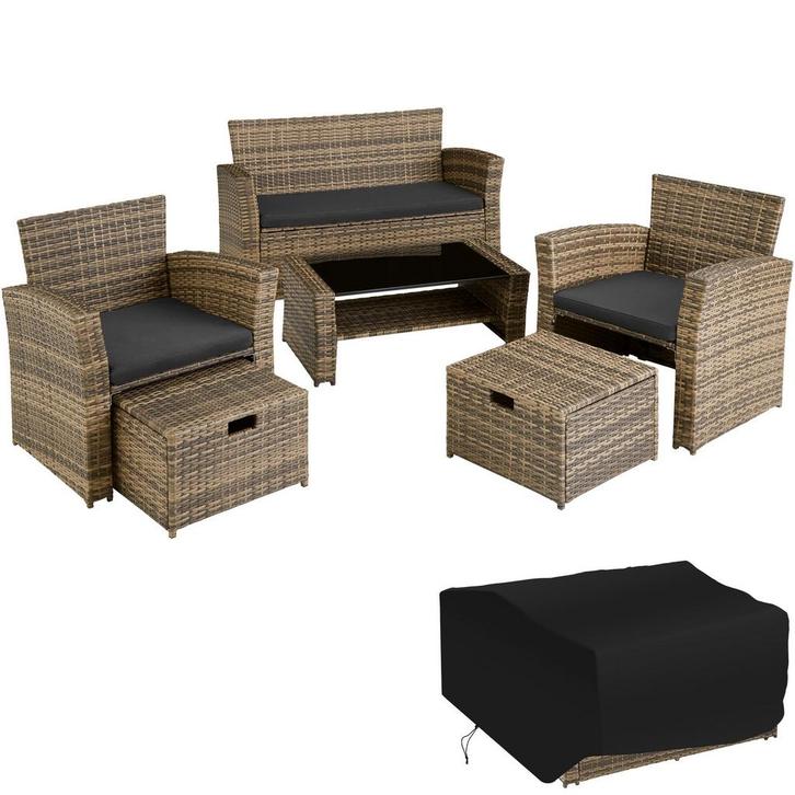Wicker zitgroep Modena 3+2+1 met beschermhoes - natuur, Tuin en Terras, Tuinsets en Loungesets, Verzenden