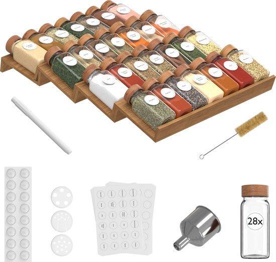 2dekans | Noswo Kruidenrek Lade met 28 Potjes - Complete Set, Huis en Inrichting, Keuken | Keukenbenodigdheden, Zo goed als nieuw