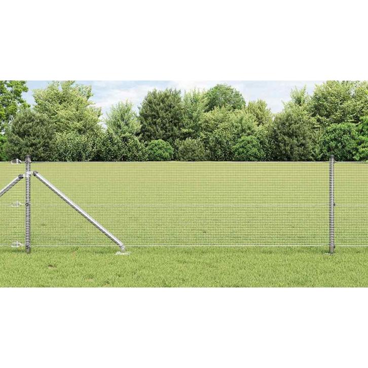 vidaXL Hecke met palen Zilver 0.6 x 10 m Staal, Tuin en Terras, Schuttingen, Nieuw, IJzer, Verzenden