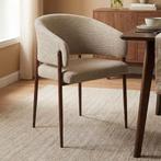 *WOONWINKEL* Walnoot Eetkamerstoel Met Armleuningen, Huis en Inrichting, Stoelen, Verzenden, Nieuw, Bruin, Stof