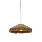 Retro hanglamp groen velours met franjes - Frills, Huis en Inrichting, Lampen | Hanglampen, Nieuw, Overige stijlen