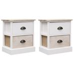 vidaXL Nachtkastjes 2 st 38x28x45 cm paulowniahout wit en, Minder dan 45 cm, Verzenden, Nieuw, Minder dan 55 cm