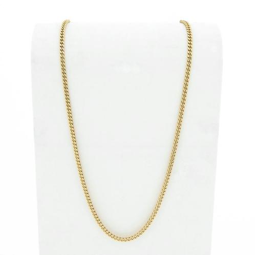 8 Krt. Lange gourmetschakel ketting | 62 cm, Sieraden, Tassen en Uiterlijk, Antieke sieraden, Goud, Ophalen of Verzenden
