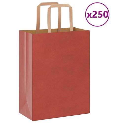 vidaXL Papieren zakken 250 st met hengsels 21x11x28 cm rood, Diversen, Cadeauverpakkingen, Nieuw, Verzenden