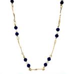 Gouden vintage collier met lapis lazuli en parel 14 krt, Sieraden, Tassen en Uiterlijk, Kettingen, Ophalen of Verzenden, Nieuw