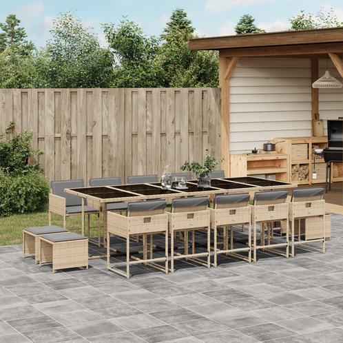 vidaXL 15-delige Tuinset met kussens poly rattan gemengd, Tuin en Terras, Tuinsets en Loungesets, Tuinset, Nieuw, 4 zitplaatsen