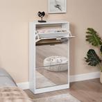 [en.casa] Schoenenkast Kragerø met spiegels 115x60x24 cm wit, Huis en Inrichting, Kasten | Schoenenkasten, Verzenden, Nieuw