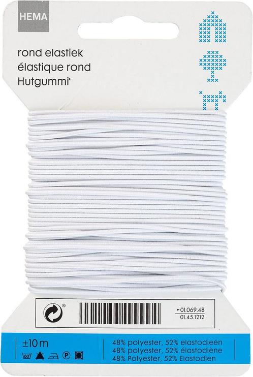 HEMA Rond elastiek 10m wit, Hobby en Vrije tijd, Naaien en Fournituren, Nieuw, Verzenden