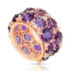 Ring - 18 karaat Roségoud - 14.14ct. tw. Amethist - Diamant, Nieuw