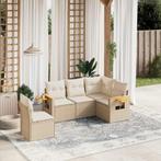 vidaXL 5-delige Loungeset met kussens poly rattan beige, Verzenden, Nieuw, Rotan, Loungeset