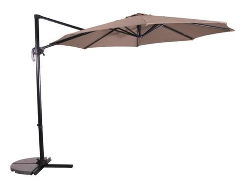 Zweefparasol Libra Taupe Ø300cm inclusief kruisvoet & hoes, Tuin en Terras, Parasols, Zweefparasol, Nieuw, 3 tot 4 meter, Kantelbaar
