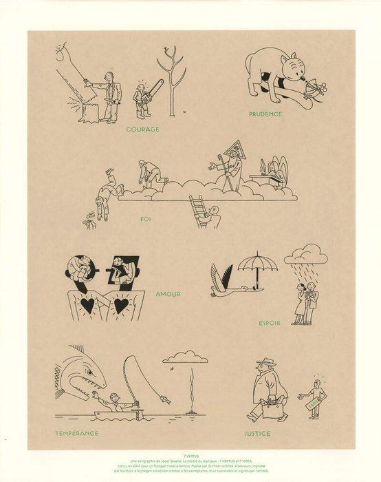 Joost Swarte - 2 Silkscreen - Joost Swarte strips - 7 Vertus, Boeken, Strips | Comics