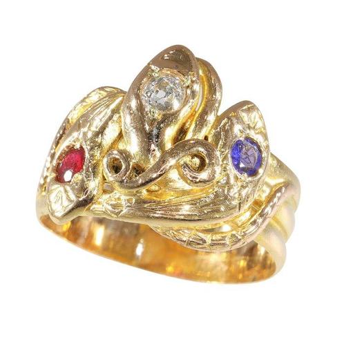 Ring - 18 karaat Geel goud -  0.19ct. tw. Diamant, Sieraden, Tassen en Uiterlijk, Ringen