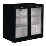 Polar G-serie 2-deurs barkoeling met klapdeuren zwart 208L, Verzenden, Nieuw in verpakking, Koelen en Vriezen