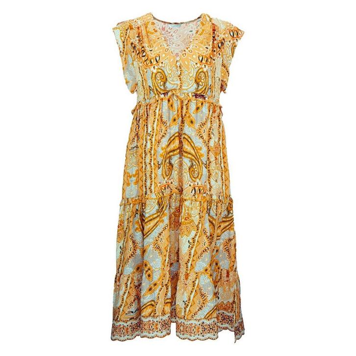 Frogbox • gele midi jurk • 36, Kleding | Dames, Jurken, Geel, Nieuw, Maat 36 (S), Verzenden