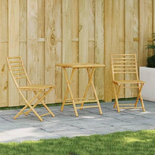 vidaXL 3-delige Bistroset bamboe, Tuin en Terras, Tuinsets en Loungesets, Nieuw, Hout, Verzenden