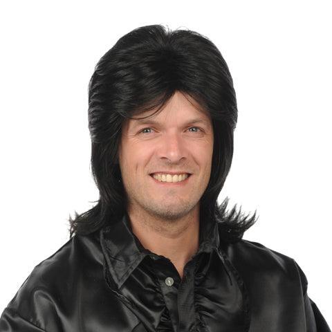 Pruik Roy zwart luxe, Hobby en Vrije tijd, Feestartikelen, Verzenden