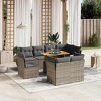 vidaXL 9-delige Loungeset met kussens poly rattan grijs, Verzenden, Nieuw, Rotan, Loungeset