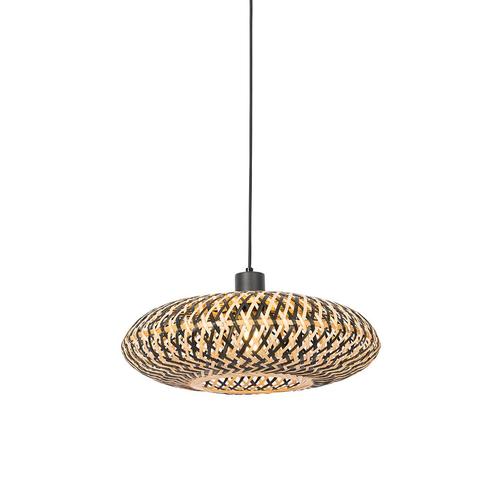 Oosterse hanglamp zwart bamboe 40 cm - Ostrava, Huis en Inrichting, Lampen | Hanglampen, Nieuw, 75 cm of meer