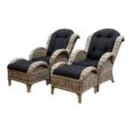 Showroommodel Naturel relax lounge balkonset 4-delig, Ophalen of Verzenden, Nieuw