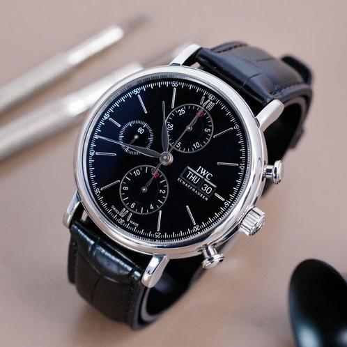 IWC - Portofino Chronograph Black Dial - IW391008 - Heren -, Sieraden, Tassen en Uiterlijk, Horloges | Antiek