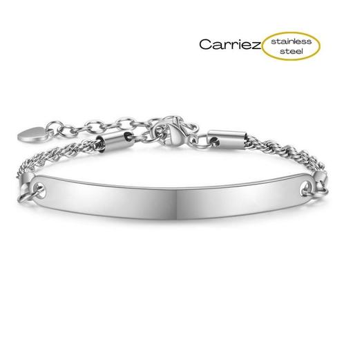 Stainless steel rope ID armband goud of zilver, Sieraden, Tassen en Uiterlijk, Armbanden, Nieuw, Verzenden