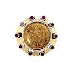 Gouden vintage munt ring met robijn 14 krt, Ophalen of Verzenden, Nieuw