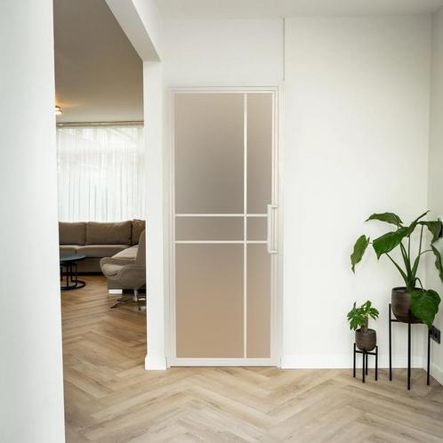 Stalen Binnendeur - Wit - 6 Vlaks - Mat glas - Luxe design, Doe-het-zelf en Verbouw, Deuren en Horren, Nieuw, Metaal, Binnendeur