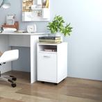 vidaXL Bijzetkast met wielen 33x38x60 cm bewerkt hout wit, Verzenden, Nieuw
