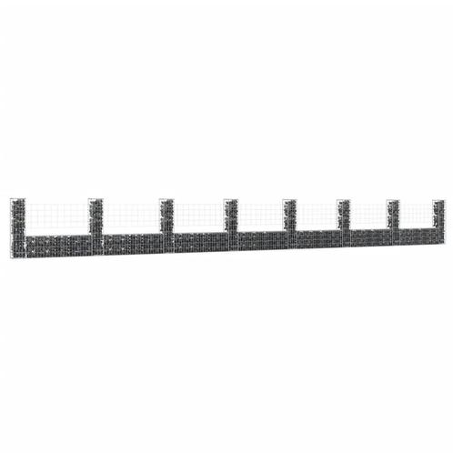 vidaXL Schanskorf U-vormig met 8 palen 860x20x100 cm ijzer, Tuin en Terras, Schuttingen, Nieuw, IJzer, 1 tot 2 meter, Verzenden