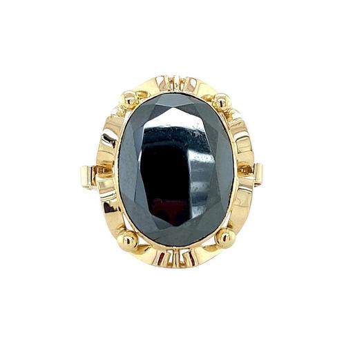 Gouden ring met hematiet 14 krt, Sieraden, Tassen en Uiterlijk, Ringen, Nieuw, Ophalen of Verzenden