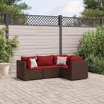 vidaXL 4-delige Loungeset met kussens poly rattan bruin, Verzenden, Nieuw, Rotan, Loungeset