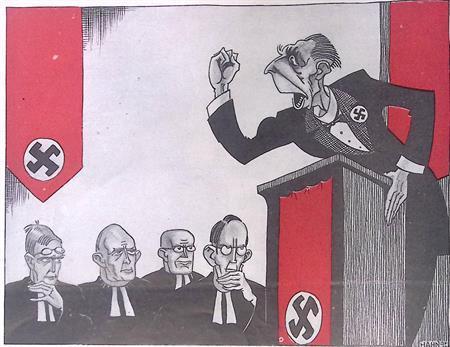 Spotprent Propagandaminister Joseph Goebbels redevoert op..., Antiek en Kunst, Kunst | Litho's en Zeefdrukken, Verzenden