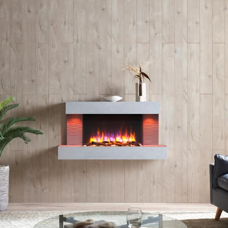 BALDERIA Fenrik Elektrische Wandhaard - Grijs, Huis en Inrichting, Haarden, Elektrische haard, Nieuw