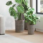 vidaXL Plantmand met opslag 2 pcs Grijs Kubu Rattan, Huis en Inrichting, Woonaccessoires | Schalen en Manden, Verzenden, Nieuw