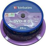 Verbatim | DVD+R | DL | 8.5 GB | Matt Silver | 25 Stuks, Nieuw, Verzenden