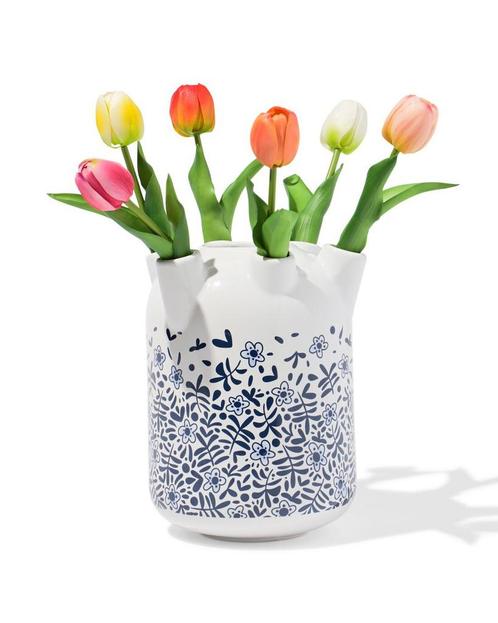 HEMA Tulpenvaas Ø18.5x22cm print, Huis en Inrichting, Woonaccessoires | Vazen, Nieuw, Verzenden
