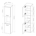 Kolomkast Krildihana 131x30x30 cm wit en zilverkleurig [en.c, Verzenden, Nieuw