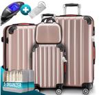 Reiskoffers Roze 4-delig ABS met gratis accessoires, Caravans en Kamperen, Verzenden, Nieuw