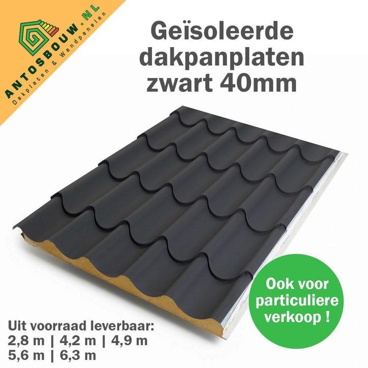 Geïsoleerde Dakpanplaten nieuw gelegenheidspartij 40 mm dik, Doe-het-zelf en Verbouw, Platen en Panelen, Nieuw, Overige materialen