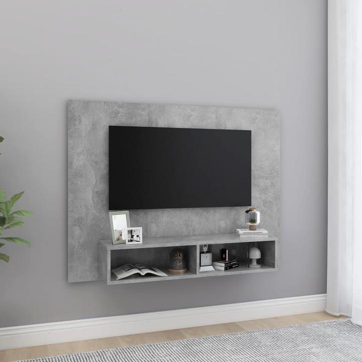 vidaXL Tv-wandmeubel 120x23,5x90 cm bewerkt hout betongrijs, Huis en Inrichting, Kasten | Televisiemeubels, Minder dan 25 cm, Nieuw