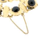 Vintage/antiek gouden bootjes armband met granaat | 20 cm, Sieraden, Tassen en Uiterlijk, Gebruikt, Overige kleuren, Ophalen of Verzenden