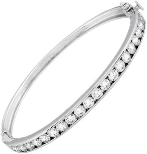 Diamonfire - Zilveren bangle 60 mm - Zirkonia in railzetting, Sieraden, Tassen en Uiterlijk, Armbanden, Verzenden