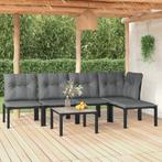 vidaXL 6-delige Loungeset poly rattan zwart en grijs, Verzenden, Nieuw, Rvs, Loungeset