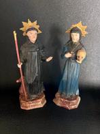 Beeldje, Deux Saints en bois XIXème - 15 cm - Hout