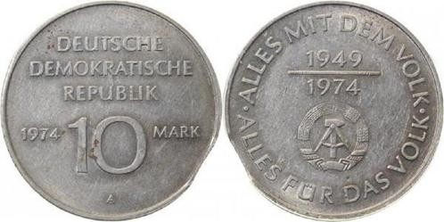 10 Mark Ddr 74a/ teilweise außerh Ring gepraeg, Postzegels en Munten, Munten | Europa | Niet-Euromunten, Verzenden