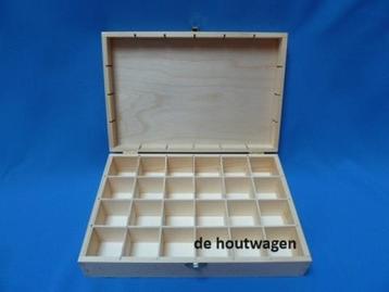 stenenkist - verzamelkist met 24 vakjes - houten kist beschikbaar voor biedingen