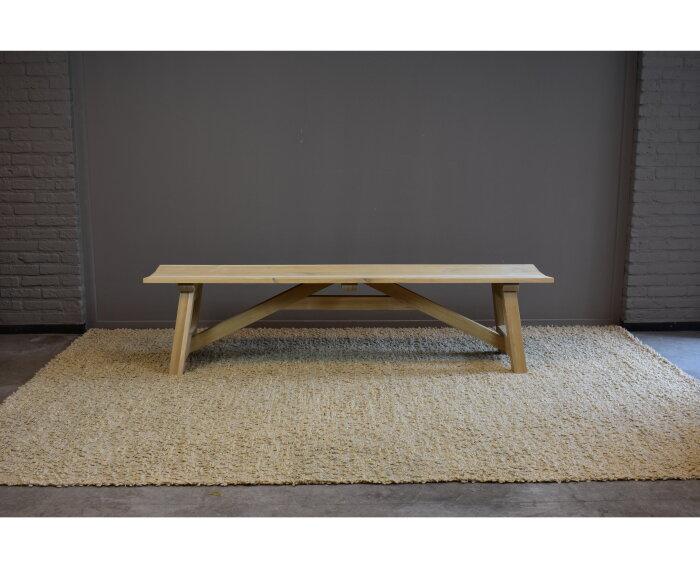 Eetkamerbank eikenhout met X-poten 180 cm, Huis en Inrichting, Banken | Bankstellen, Nieuw, Ophalen of Verzenden