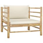 vidaXL Tuinbank met crèmewitte kussens bamboe, Tuin en Terras, Tuinsets en Loungesets, Verzenden, Nieuw, Hout